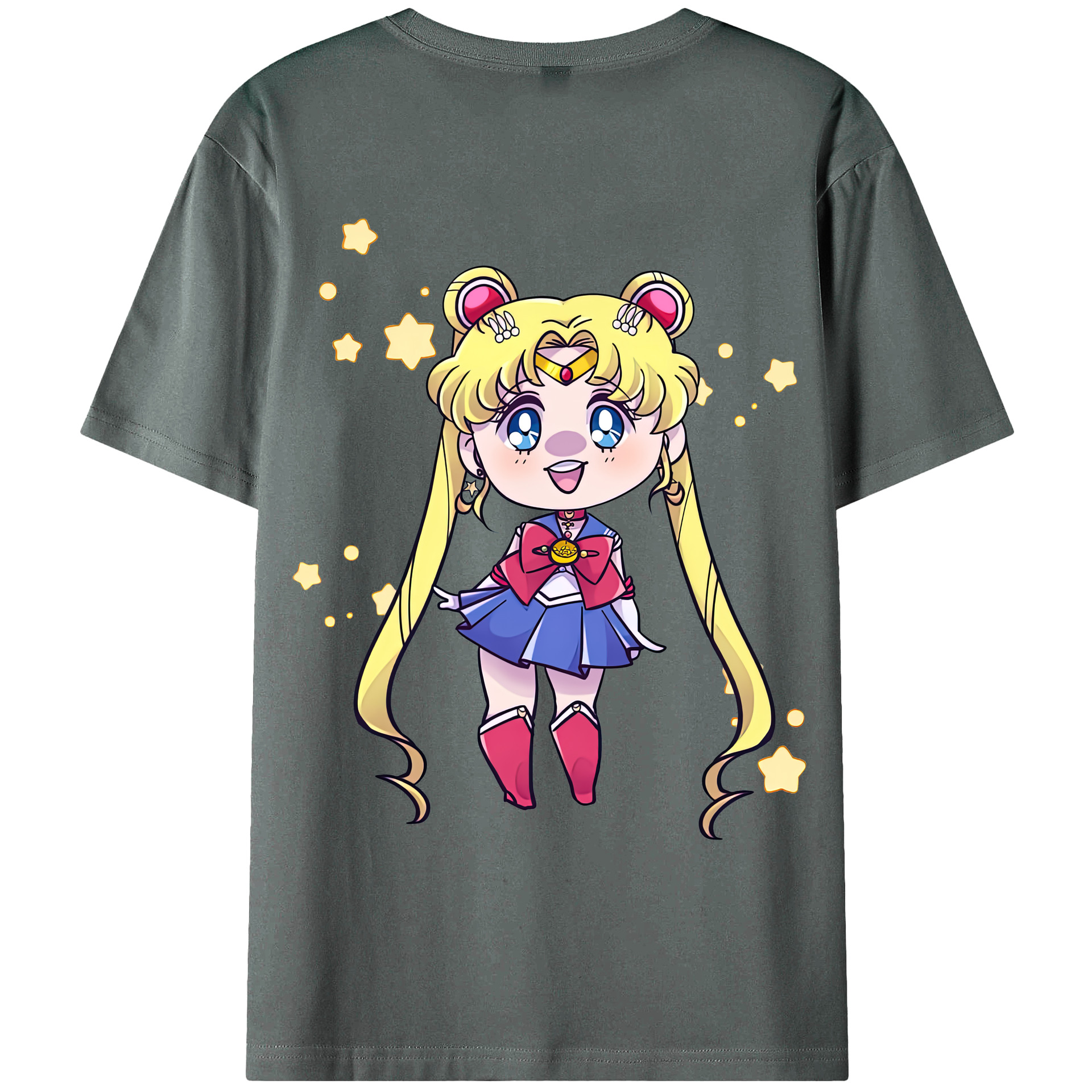 （画像用） 美少女戦士セーラームーン 月野 うさぎ つきの うさぎ Sailor Moon Tsukino Usagi 綿100％ メンズ半袖Tシャツ（バックプリント） 通気性